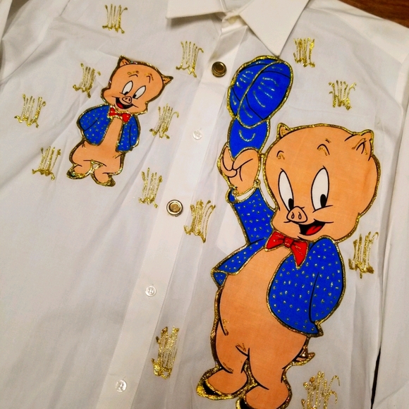 Custom Chaplin " Porky Pig " shirt /Sz S - Picture 2 of 4